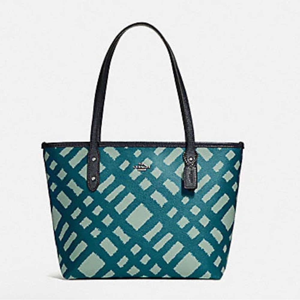 Coach Mini City Zip Tote With Wild Plaid